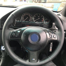 Load image into Gallery viewer, BMW Leather Black Car Steering Wheel Cover (E46 M3 E39)