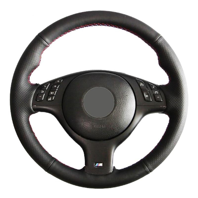 BMW 3 Series (E46) & 5 Series (E39) Black Leather Hand-Stitched Car Steering Wheel Cover