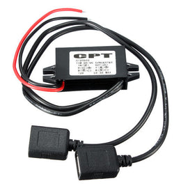 12V to 5V Hardwire USB Twin Female Adapter