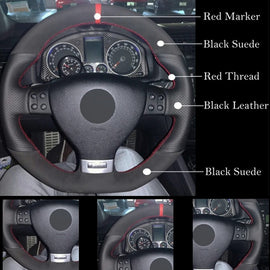 Volkswagen Golf Mk5 GTI Black Suede Car Steering Wheel Cover (R32, Passat R)